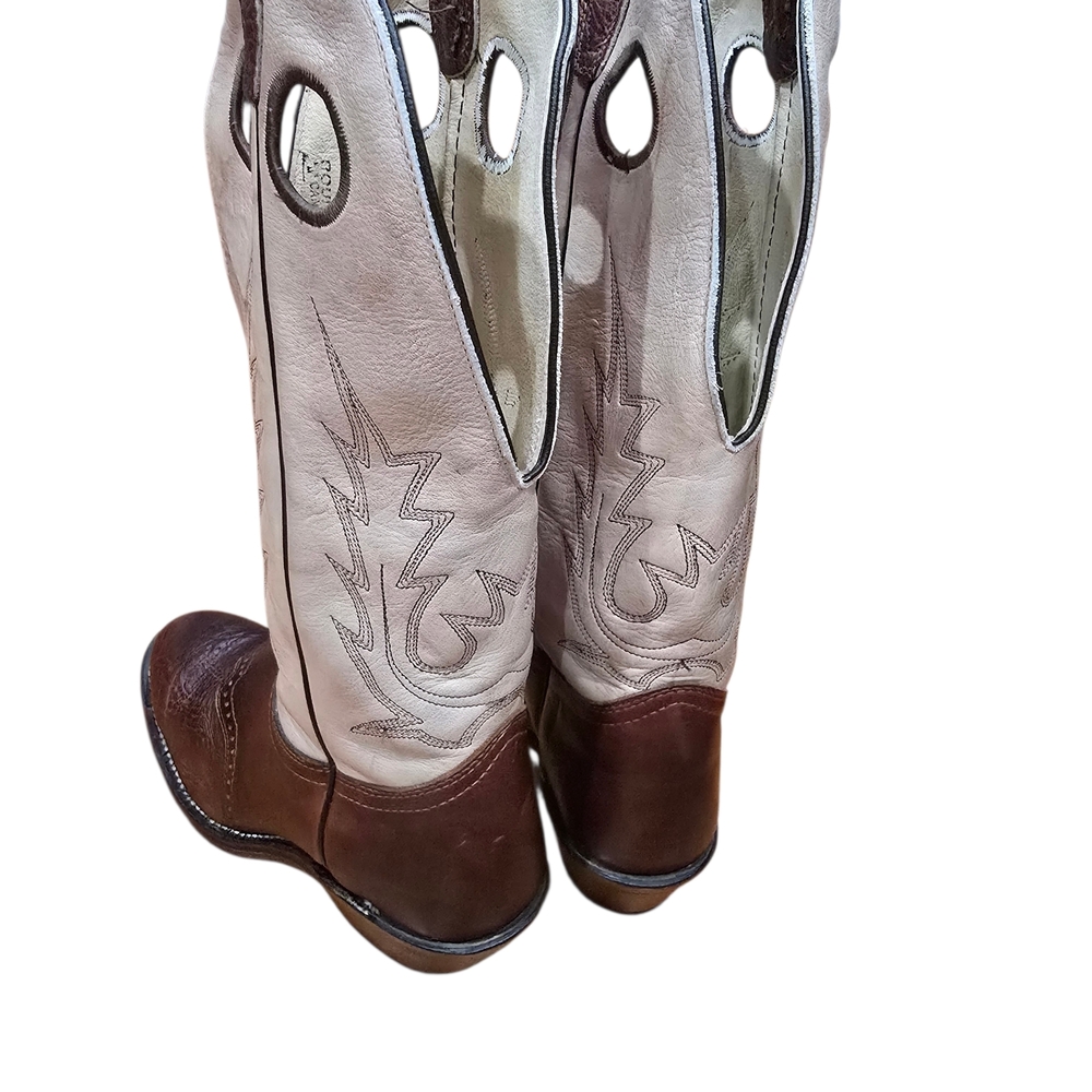 Beige and Brown Leather Boots - Picture 3 of 12